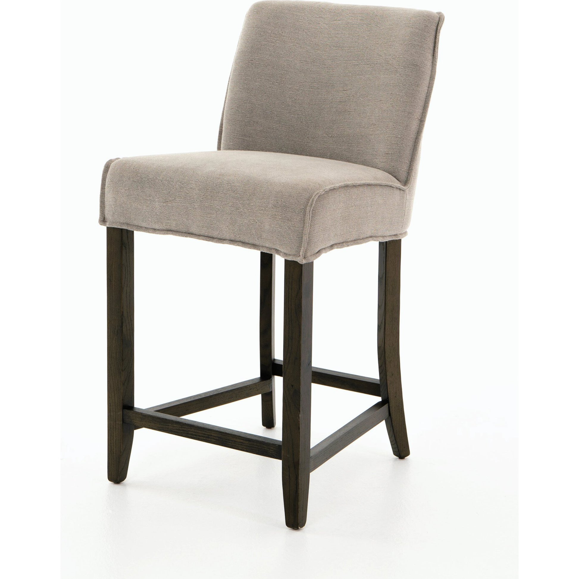 Aria Counter Stool by Four Hands in sienna chestnut. Made from top grain leather, solid nettlewood, 100% polyester in a modern style.
