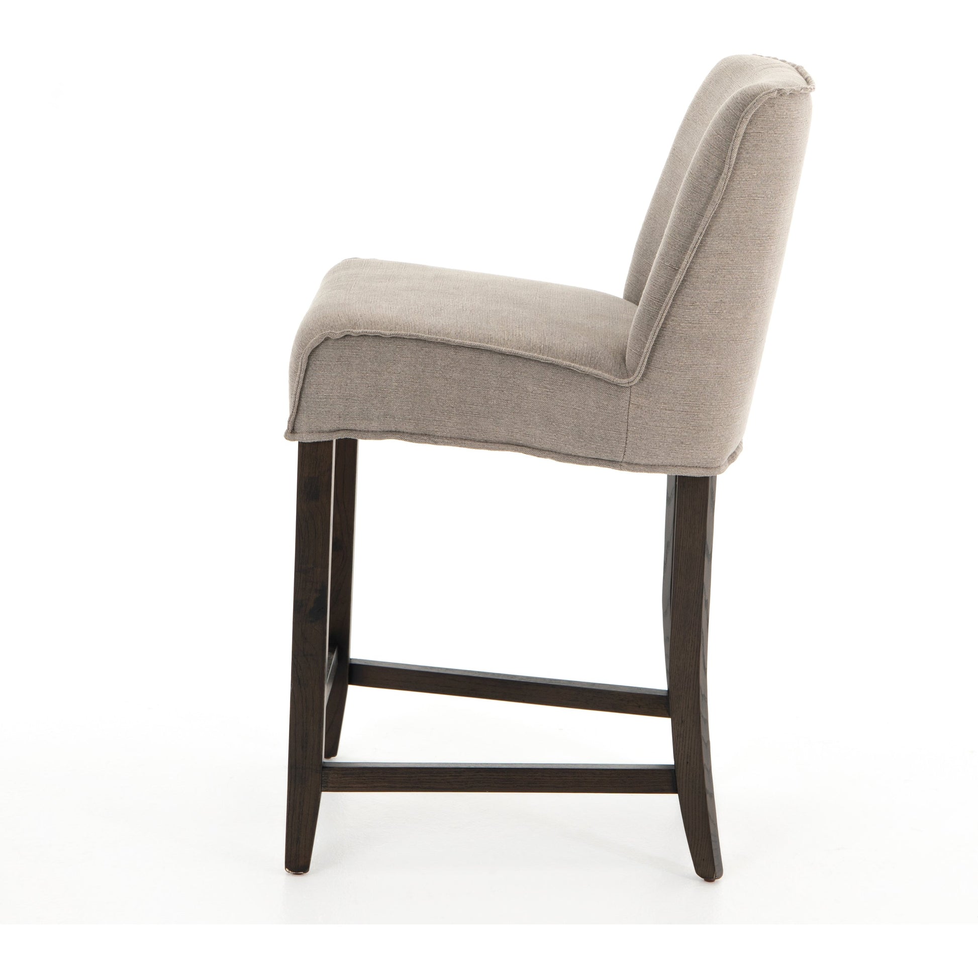 Aria Counter Stool by Four Hands in sienna chestnut. Made from top grain leather, solid nettlewood, 100% polyester in a modern style.