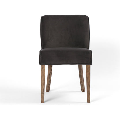 Aria Dining Chair by Four Hands in sienna chestnut, warm nettlewood and sienna chestnut. Made from top grain leather, solid nettlewood, 100% polyester in a modern style.