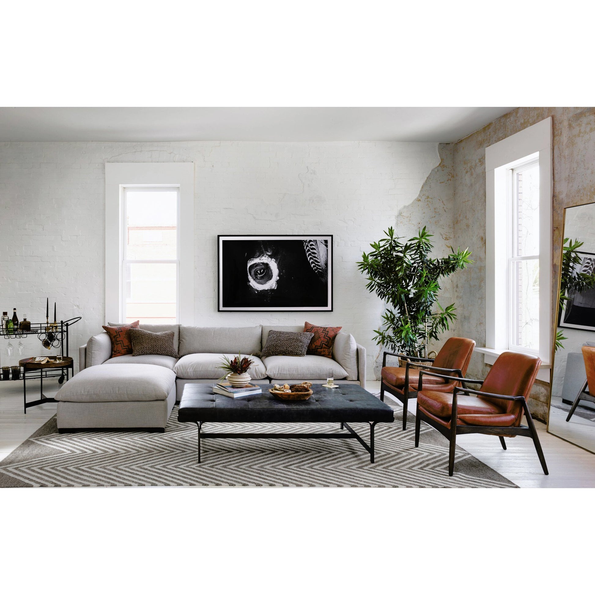 Braden Chair by Four Hands. Made from top grain leather, solid oak, 100% polyester in a modern style.