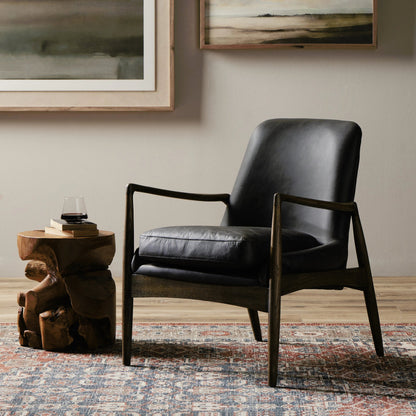 Braden Chair by Four Hands. Made from top grain leather, solid oak, 100% polyester in a modern style.