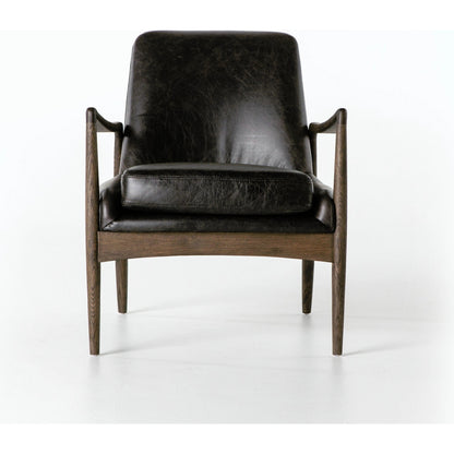 Braden Chair by Four Hands. Made from top grain leather, solid oak, 100% polyester in a modern style.