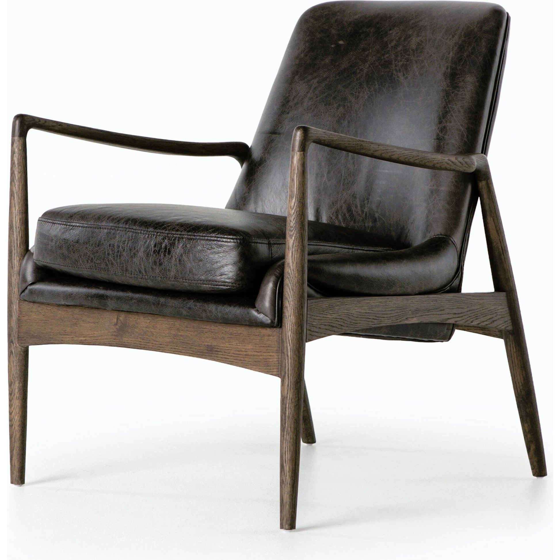 Braden Chair by Four Hands. Made from top grain leather, solid oak, 100% polyester in a modern style.