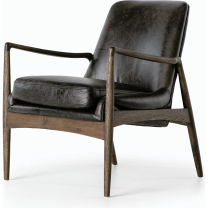 Braden Chair by Four Hands. Made from top grain leather, solid oak, 100% polyester in a modern style.