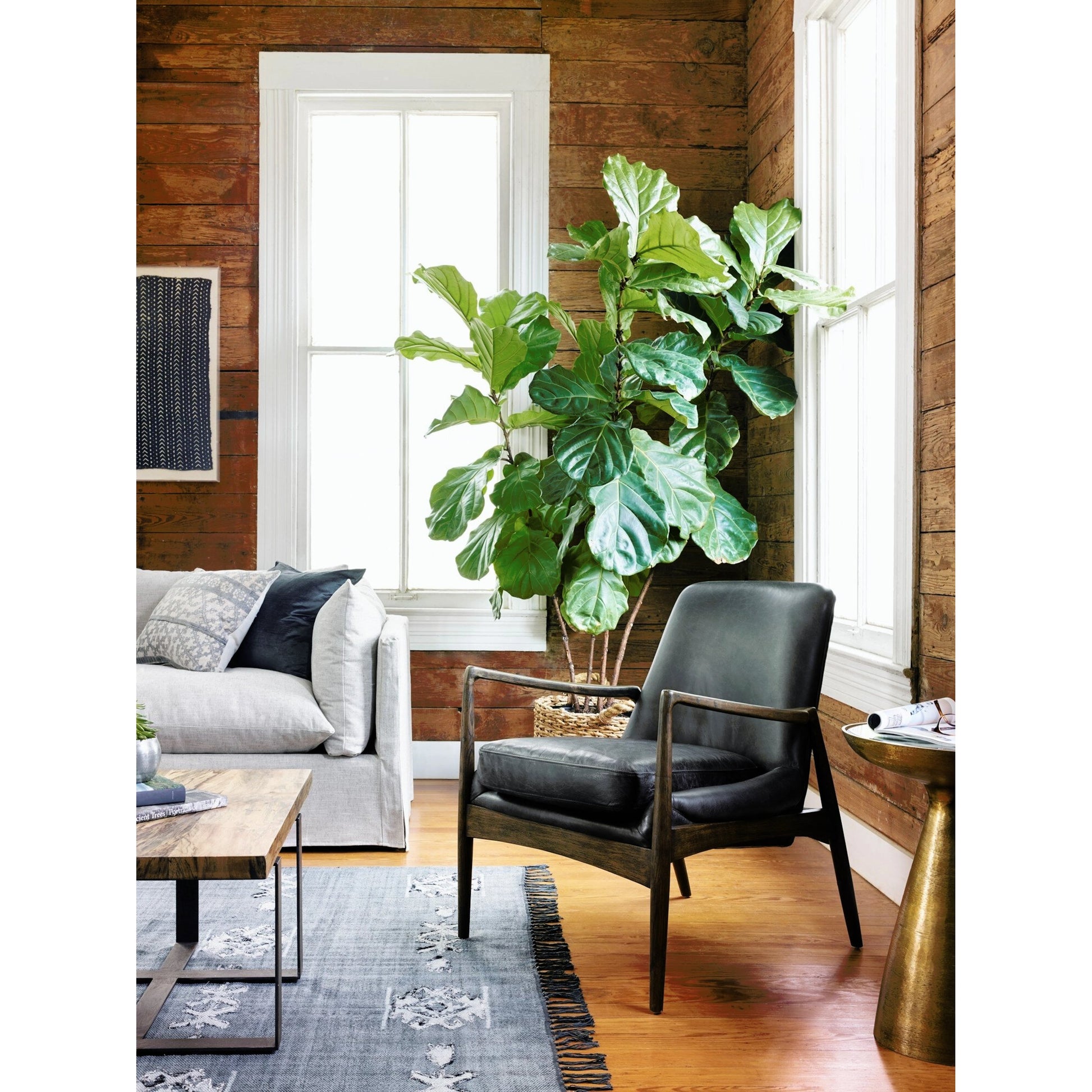 Braden Chair by Four Hands. Made from top grain leather, solid oak, 100% polyester in a modern style.