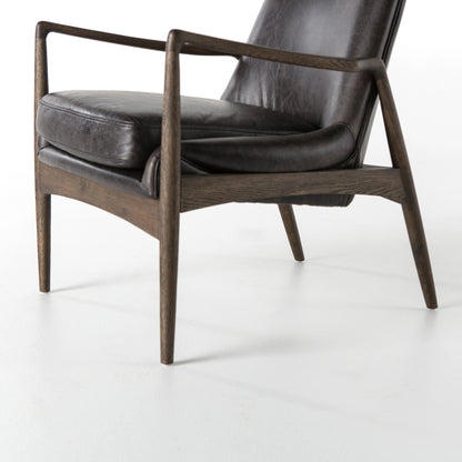 Braden Chair by Four Hands. Made from top grain leather, solid oak, 100% polyester in a modern style.