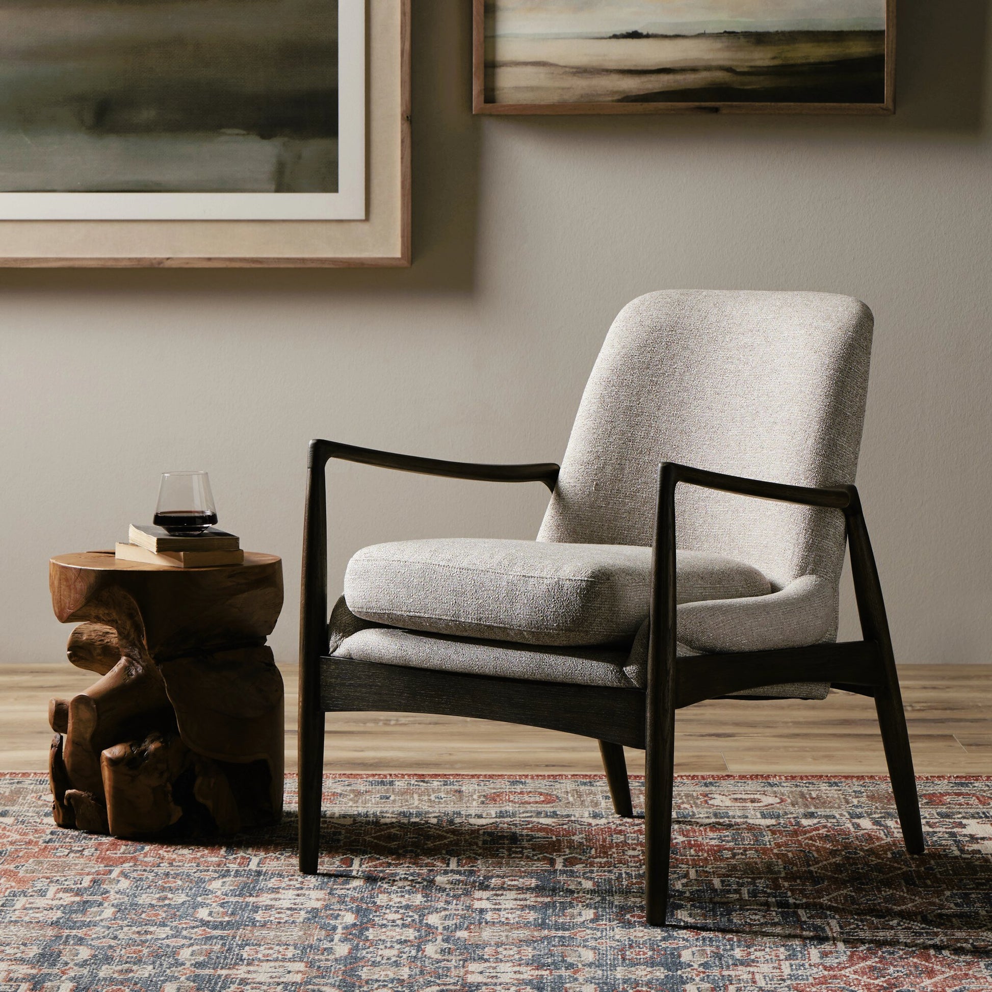 Braden Chair by Four Hands. Made from top grain leather, solid oak, 100% polyester in a modern style.