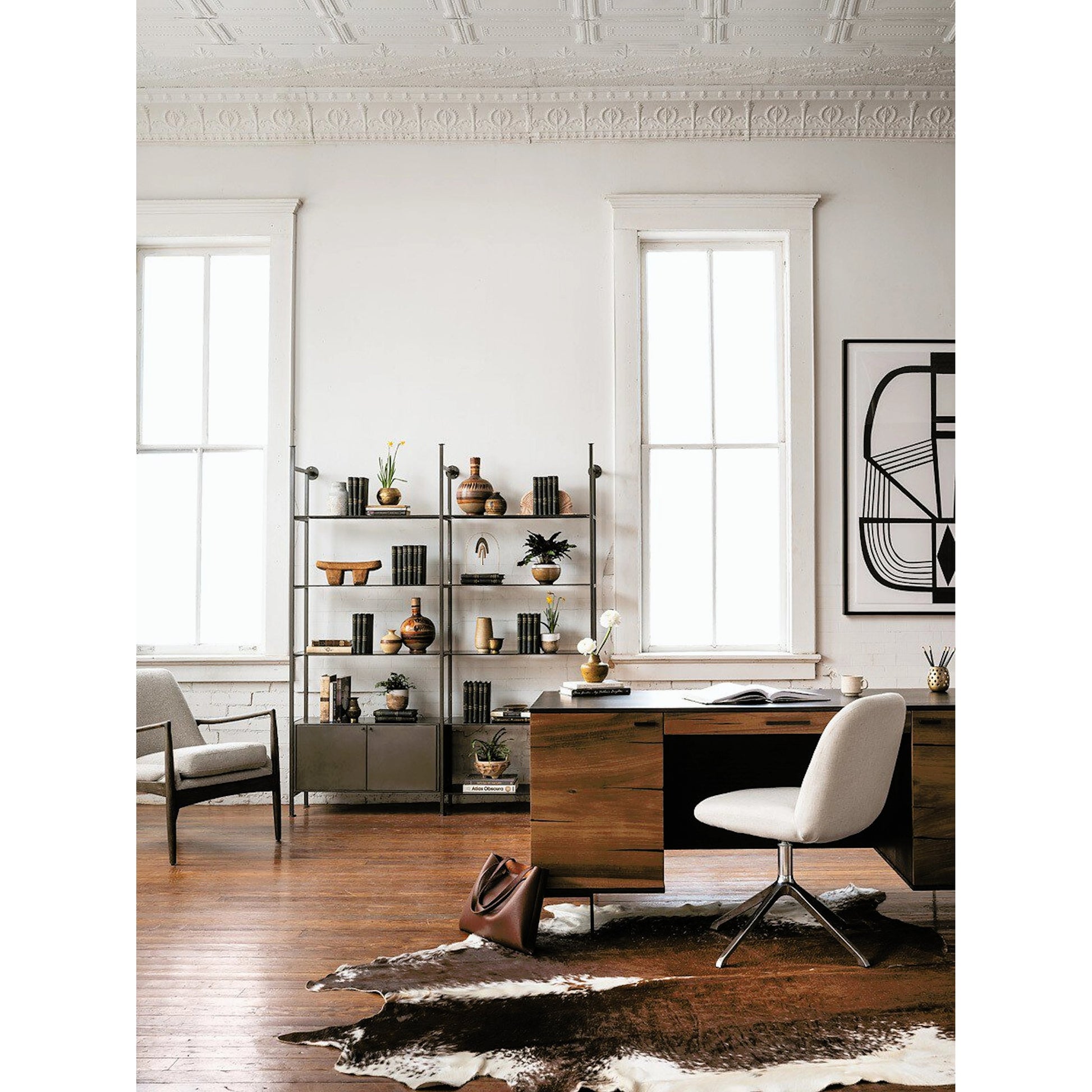 Braden Chair by Four Hands. Made from top grain leather, solid oak, 100% polyester in a modern style.