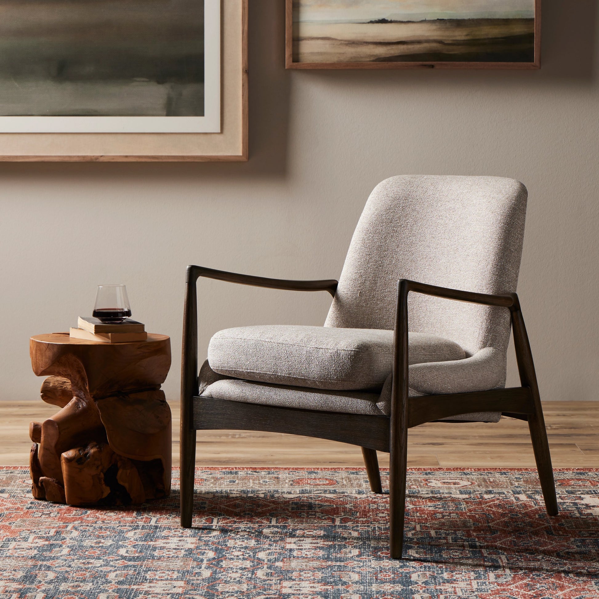 Braden Chair by Four Hands. Made from top grain leather, solid oak, 100% polyester in a modern style.