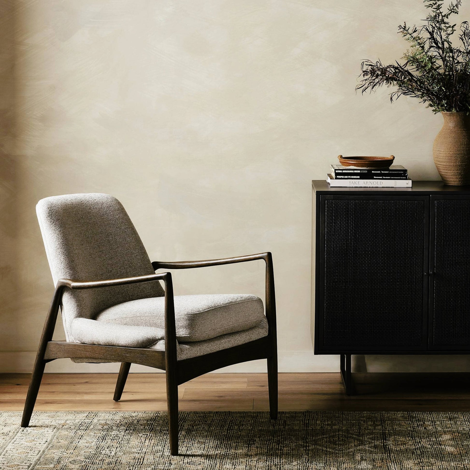 Braden Chair by Four Hands. Made from top grain leather, solid oak, 100% polyester in a modern style.