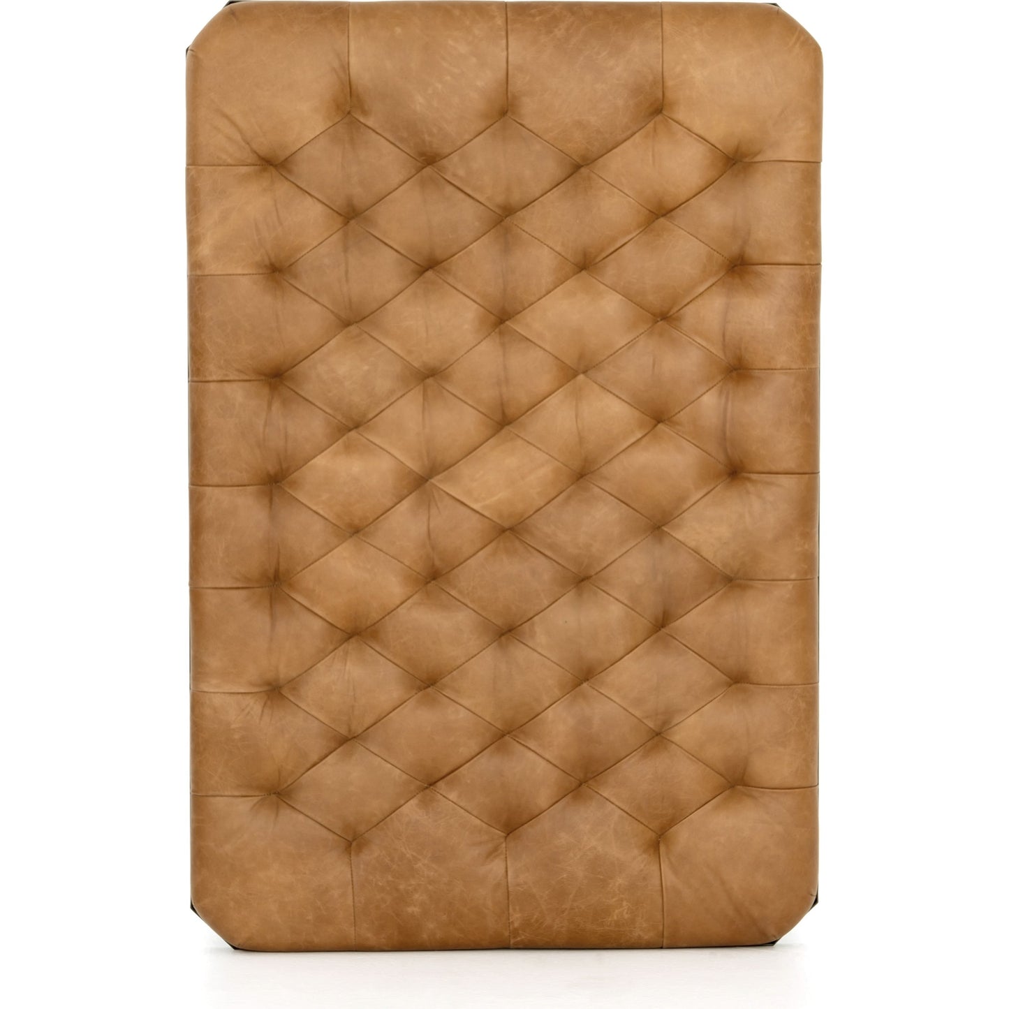 005 S-279368 | Additional Silo | Isle Leather Ottoman by Four Hands in palermo butterscotch and aged bronze. Made from top grain leather, iron, 90% polyurethane foam, 10% fiber in a modern style.