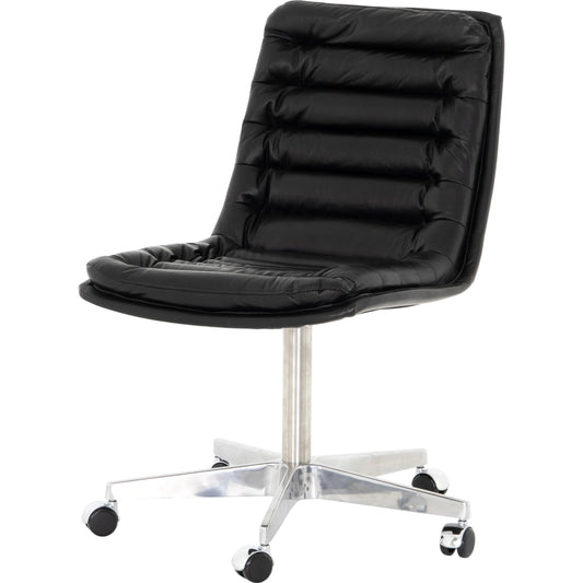 Malibu Desk Chair by Four Hands. Made from top grain leather, aluminum, 100% polyester in a modern style.