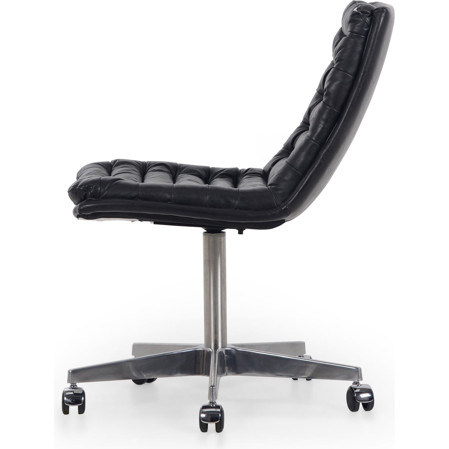 005 SI-1901023 | Additional Silo | Malibu Desk Chair by Four Hands in rider black. Made from top grain leather, aluminum, 100% polyester in a modern style.