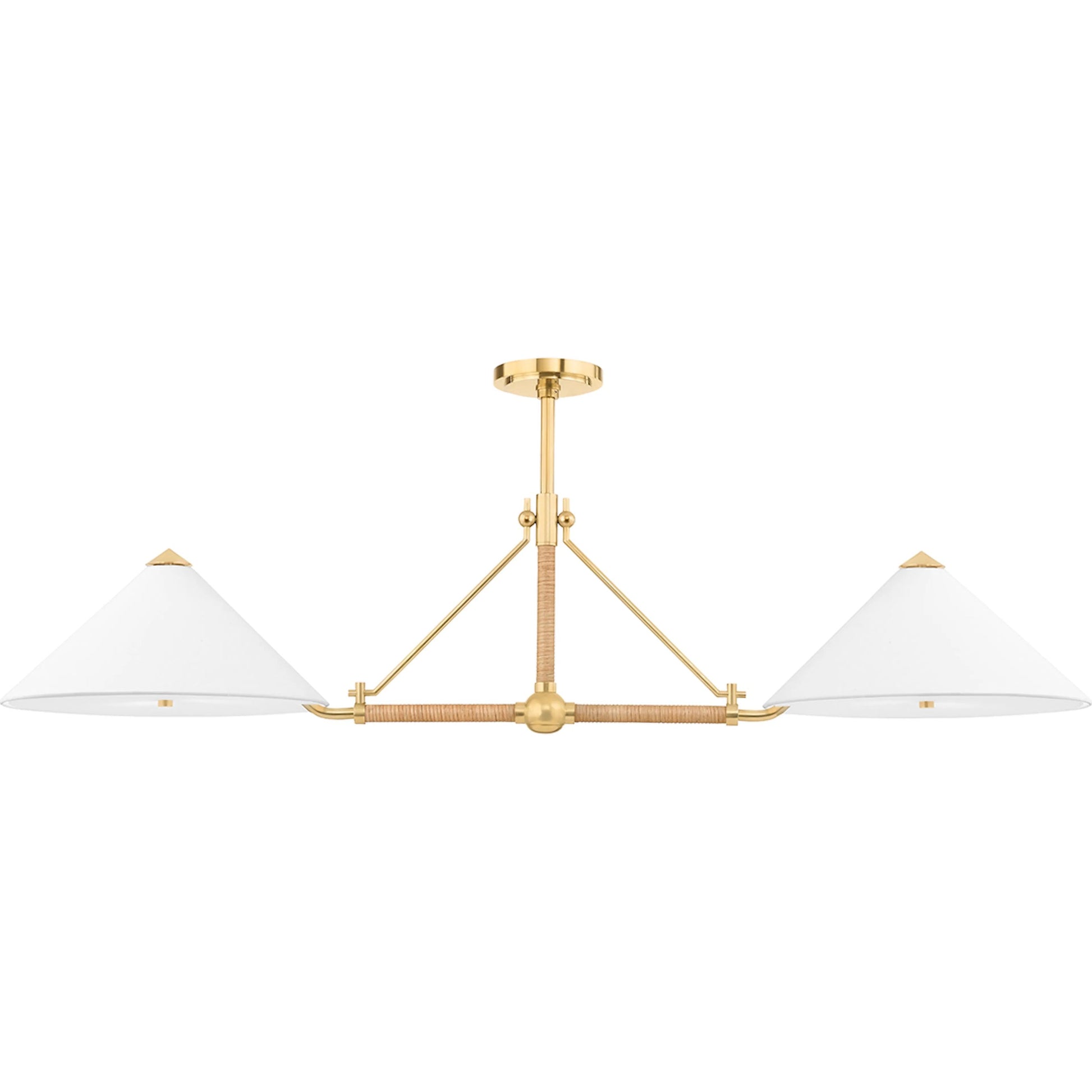 Williamsburg Linear Pendant by Hudson Valley in aged brass. Made from steel in a transitional style.