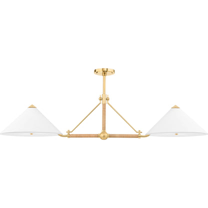 Williamsburg Linear Pendant by Hudson Valley in aged brass. Made from steel in a transitional style.
