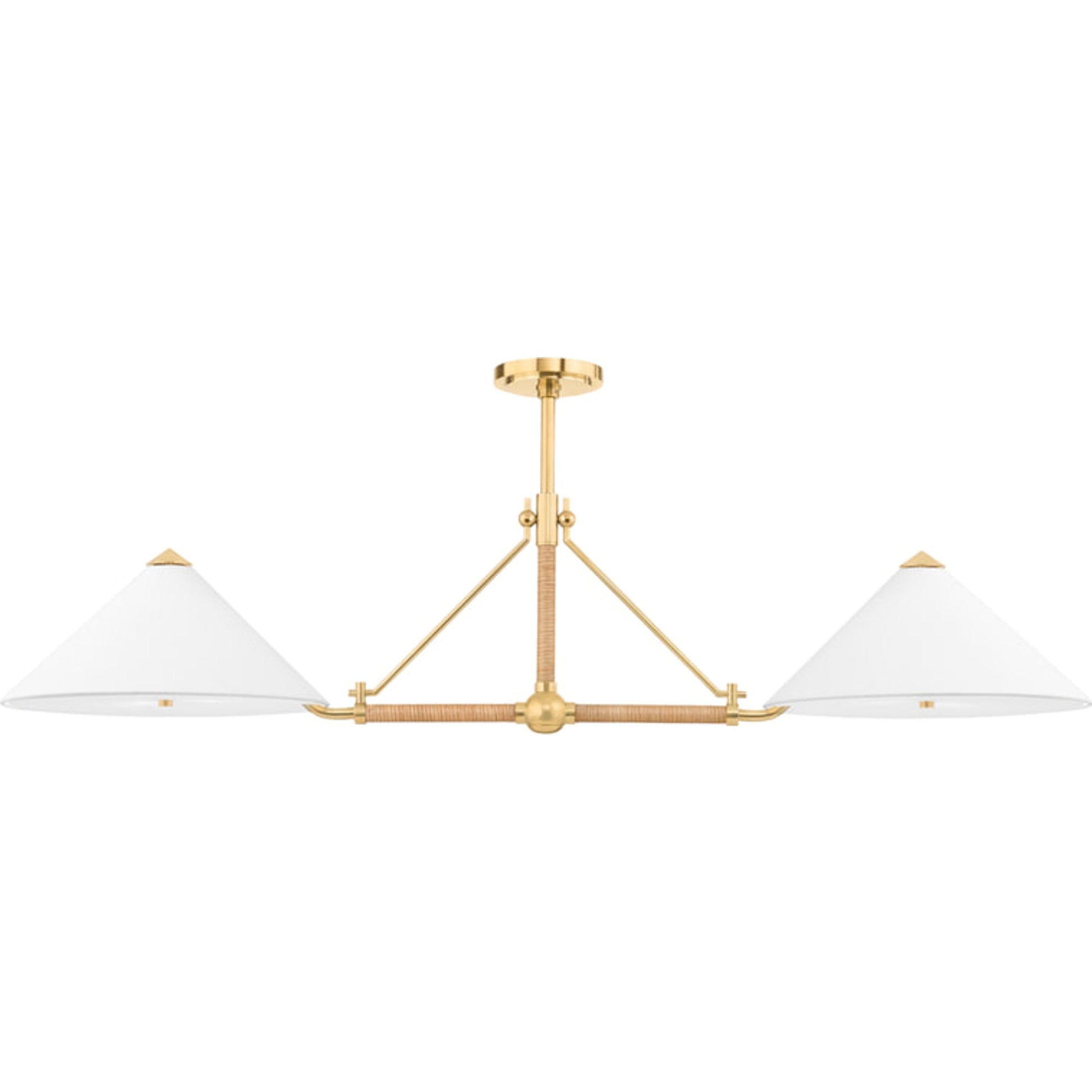 Williamsburg Linear Pendant by Hudson Valley in aged brass. Made from steel in a transitional style.