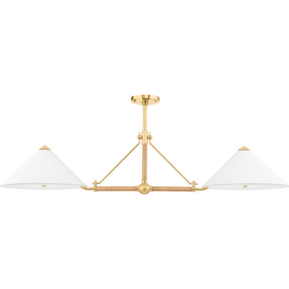 Williamsburg Linear Pendant by Hudson Valley in aged brass. Made from steel in a transitional style.
