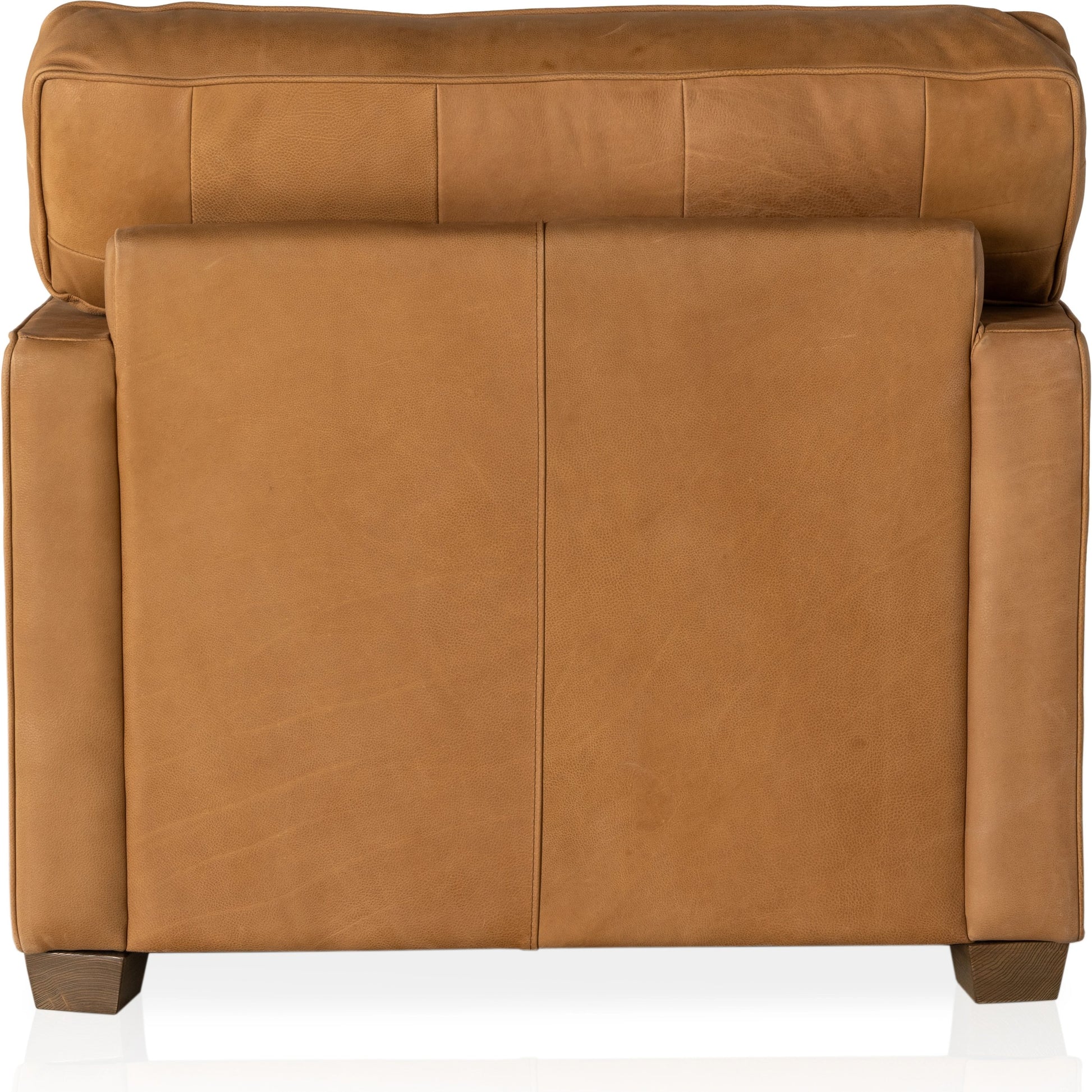 Larkin Club Chair by Four Hands in cigar and antique oak, antique brass nailhead. Made from top grain leather, solid ash, iron in a modern style.