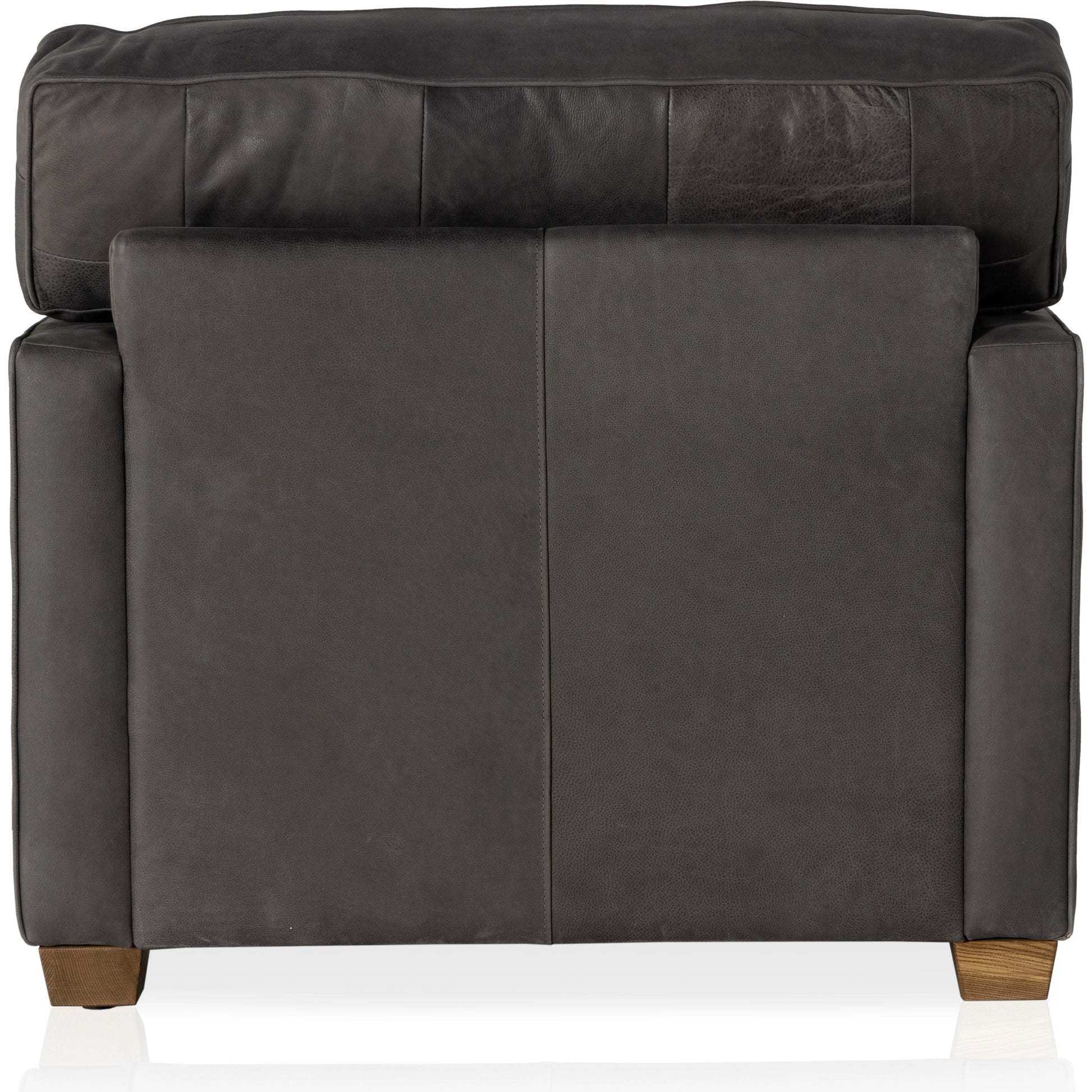 Larkin Club Chair by Four Hands in cigar and antique oak, antique brass nailhead. Made from top grain leather, solid ash, iron in a modern style.