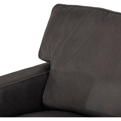 Larkin Club Chair by Four Hands in cigar and antique oak, antique brass nailhead. Made from top grain leather, solid ash, iron in a modern style.