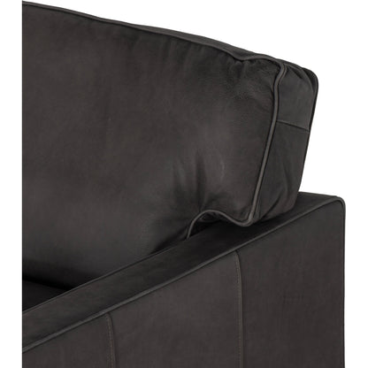 Larkin Club Chair by Four Hands in cigar and antique oak, antique brass nailhead. Made from top grain leather, solid ash, iron in a modern style.