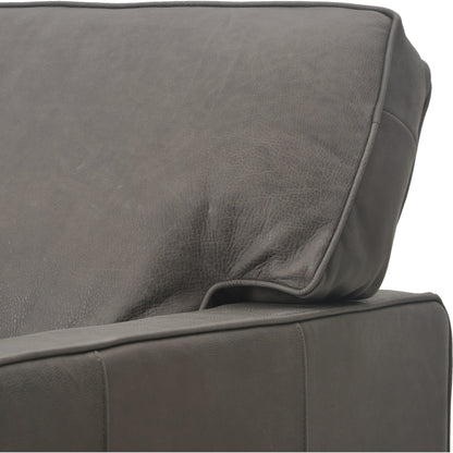 Larkin Sofa by Four Hands in cigar, antique oak, antique brass nailhead. Made from top grain leather, solid ash, iron in a modern style.