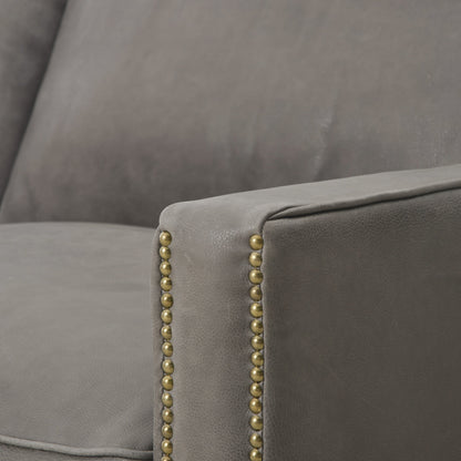 Larkin Sofa by Four Hands in cigar, antique oak, antique brass nailhead. Made from top grain leather, solid ash, iron in a modern style.