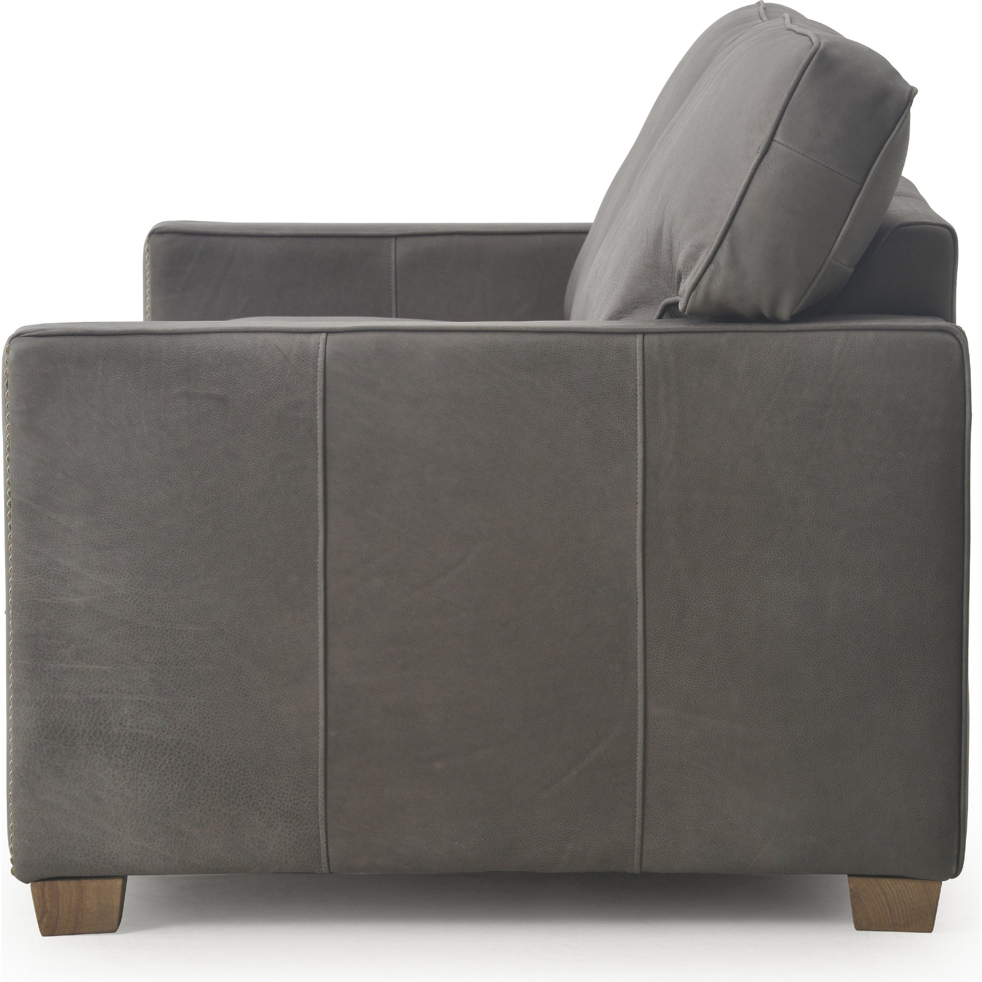 Larkin Sofa by Four Hands in cigar, antique oak, antique brass nailhead. Made from top grain leather, solid ash, iron in a modern style.