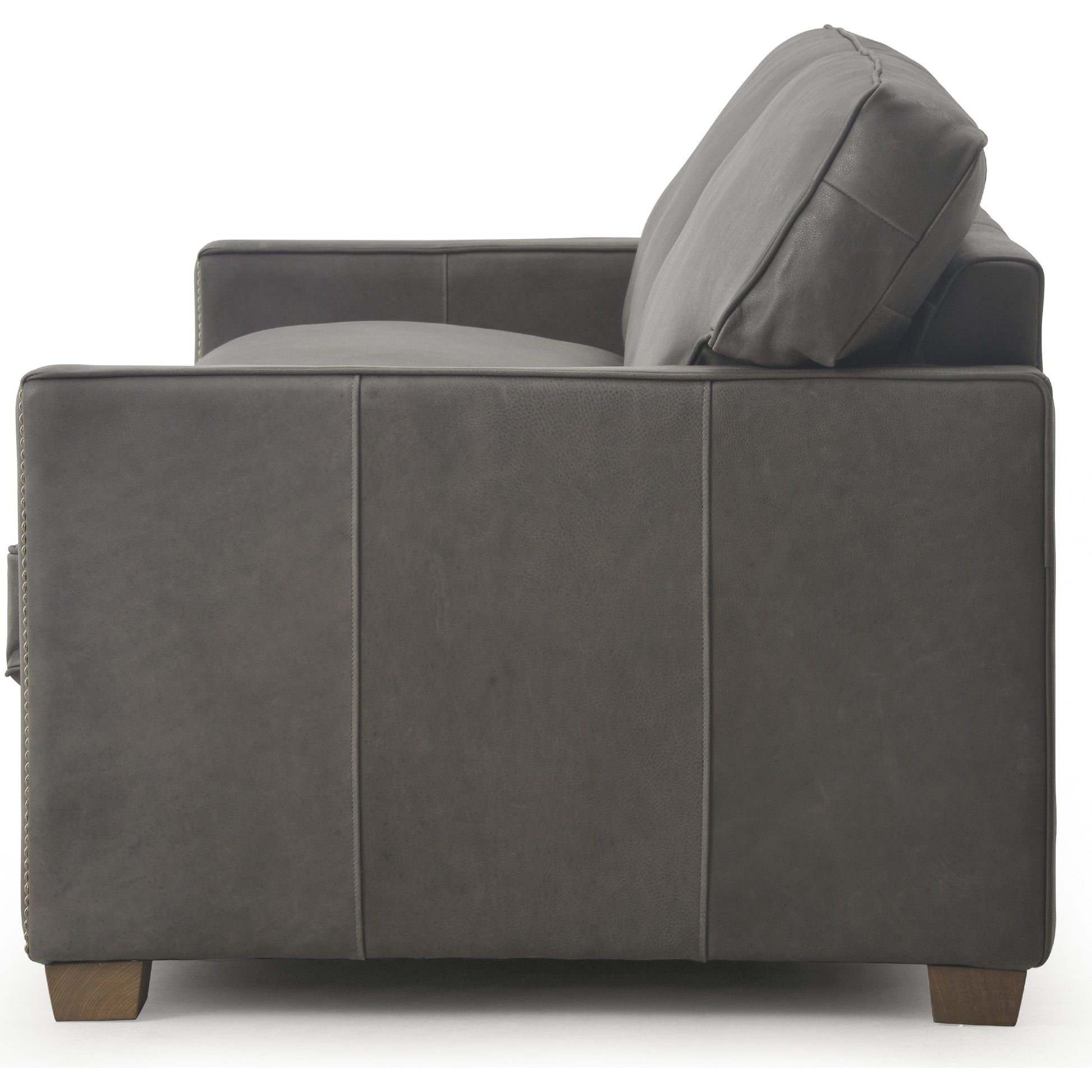 Larkin Sofa by Four Hands in cigar, antique oak, antique brass nailhead. Made from top grain leather, solid ash, iron in a modern style.