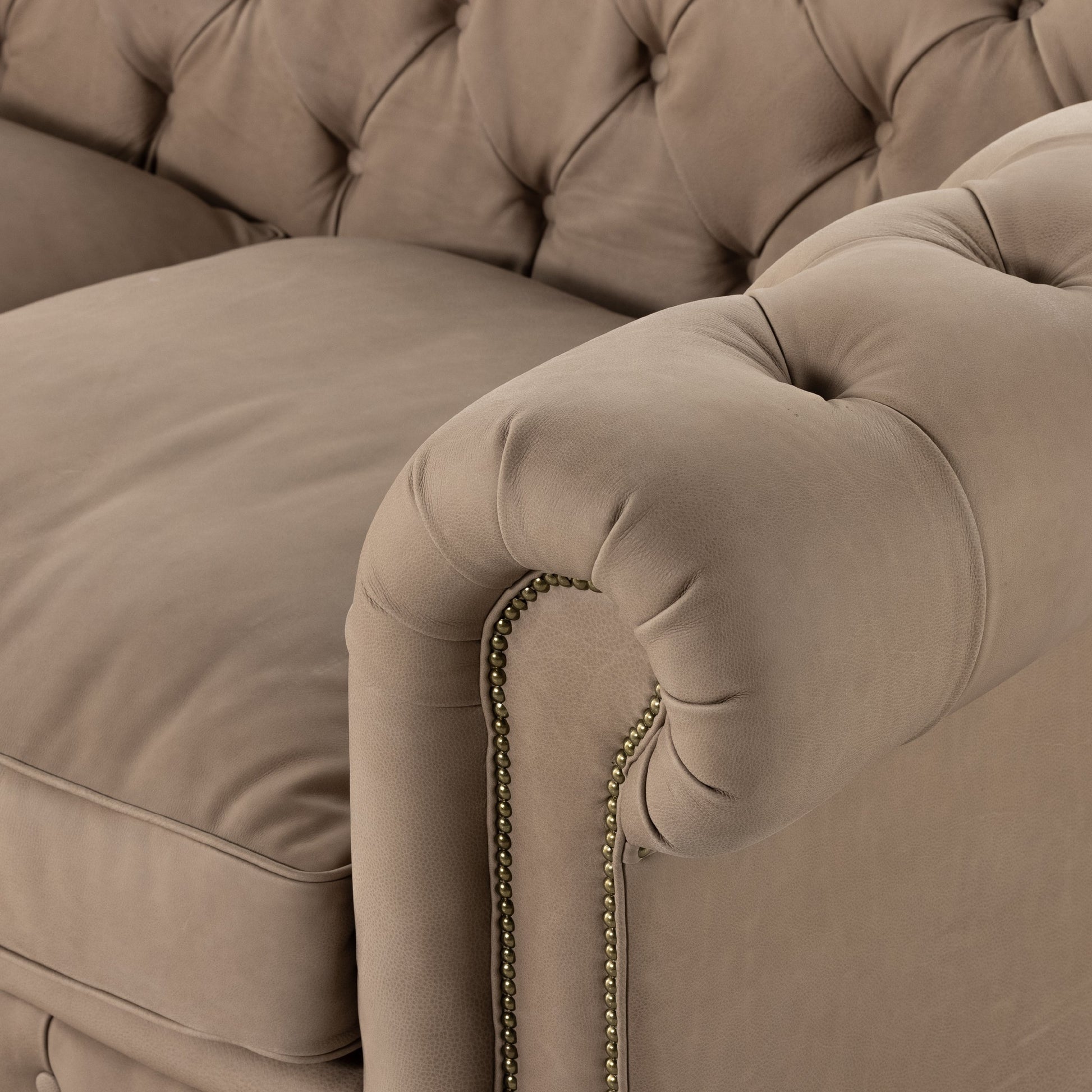 Conrad Sofa by Four Hands in cigar, antique oak, antique brass nailhead. Made from top grain leather, solid ash, iron in a traditional style.