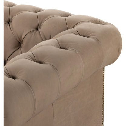 Conrad Sofa by Four Hands in cigar, antique oak, antique brass nailhead. Made from top grain leather, solid ash, iron in a traditional style.