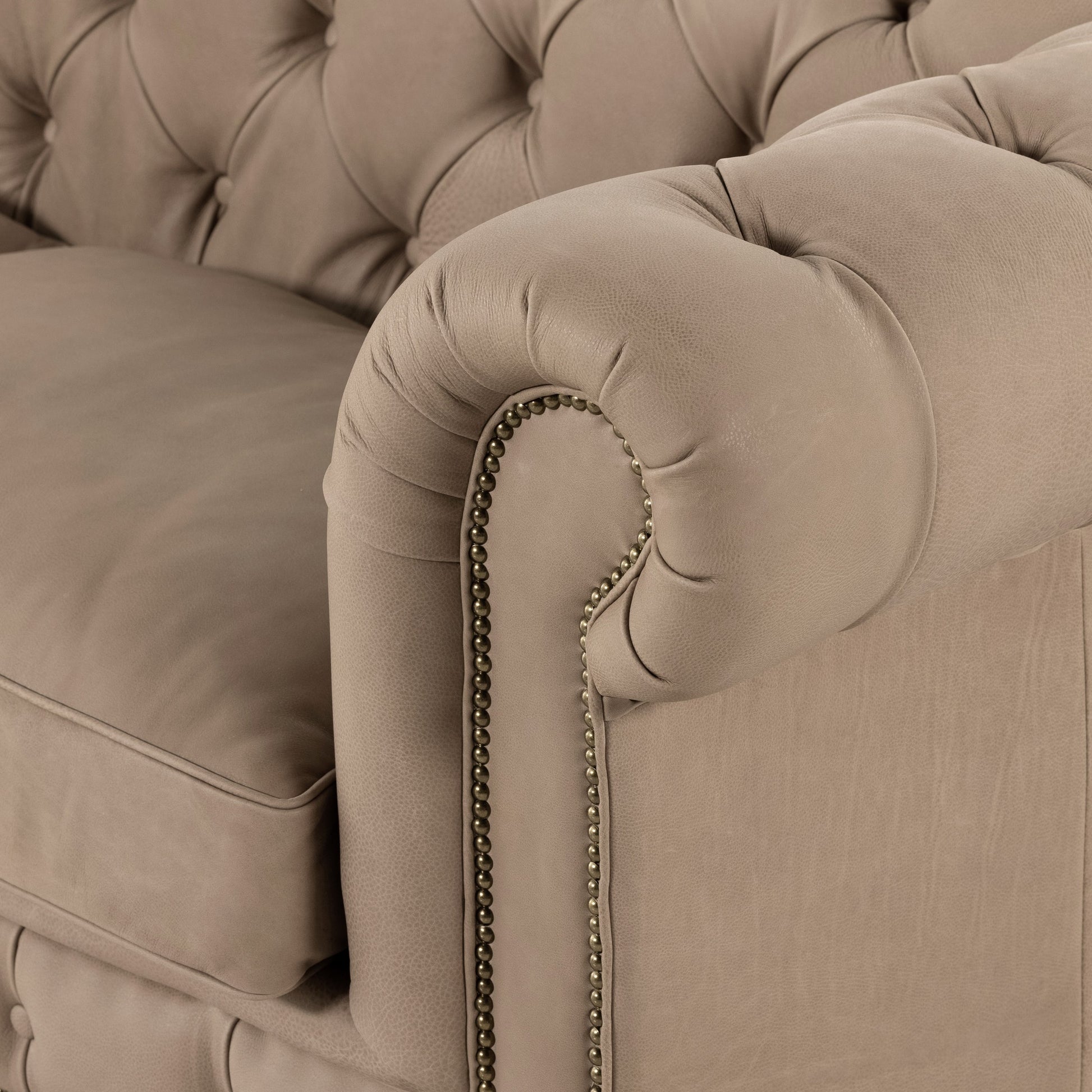 Conrad Sofa by Four Hands in cigar, antique oak, antique brass nailhead. Made from top grain leather, solid ash, iron in a traditional style.