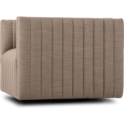 Augustine Swivel Chair by Four Hands in crypton nomad taupe. Made from 92% polyester, 8% flax/linen in a unique style.