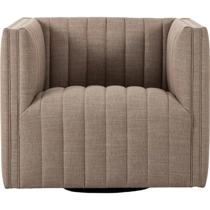 Augustine Swivel Chair by Four Hands in crypton nomad taupe. Made from 92% polyester, 8% flax/linen in a unique style.