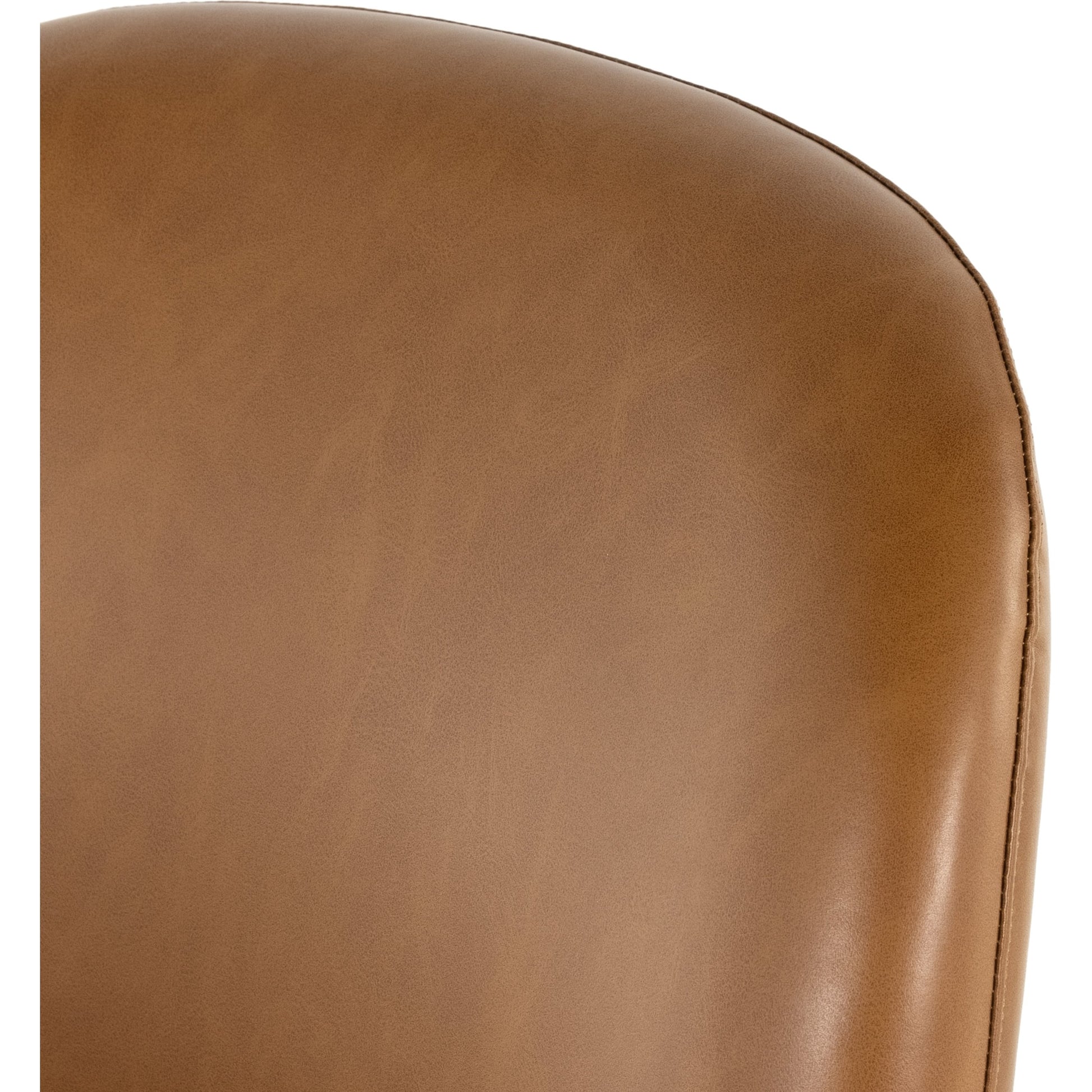 Astrud Bar Stool by Four Hands in sierra butterscotch. Made from faux leather, iron, top grain leather in a modern style.