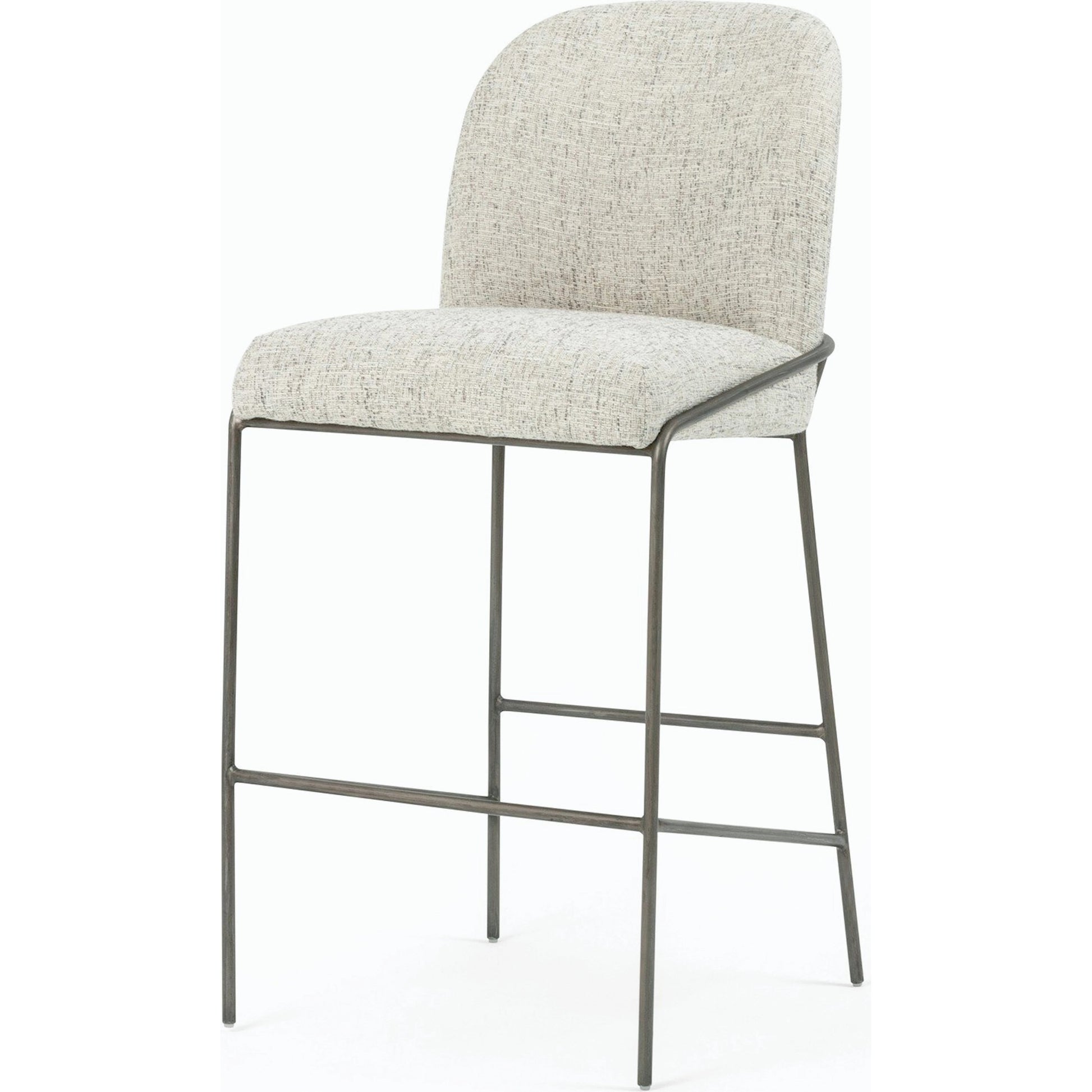 Astrud Bar Stool by Four Hands in sierra butterscotch. Made from faux leather, iron, top grain leather in a modern style.