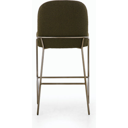 Astrud Bar Stool by Four Hands in sierra butterscotch. Made from faux leather, iron, top grain leather in a modern style.