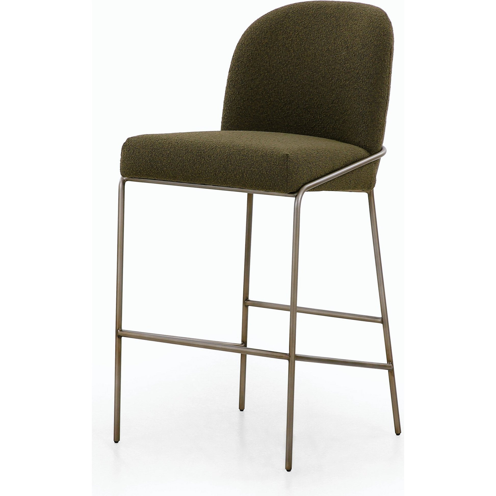 Astrud Bar Stool by Four Hands in sierra butterscotch. Made from faux leather, iron, top grain leather in a modern style.