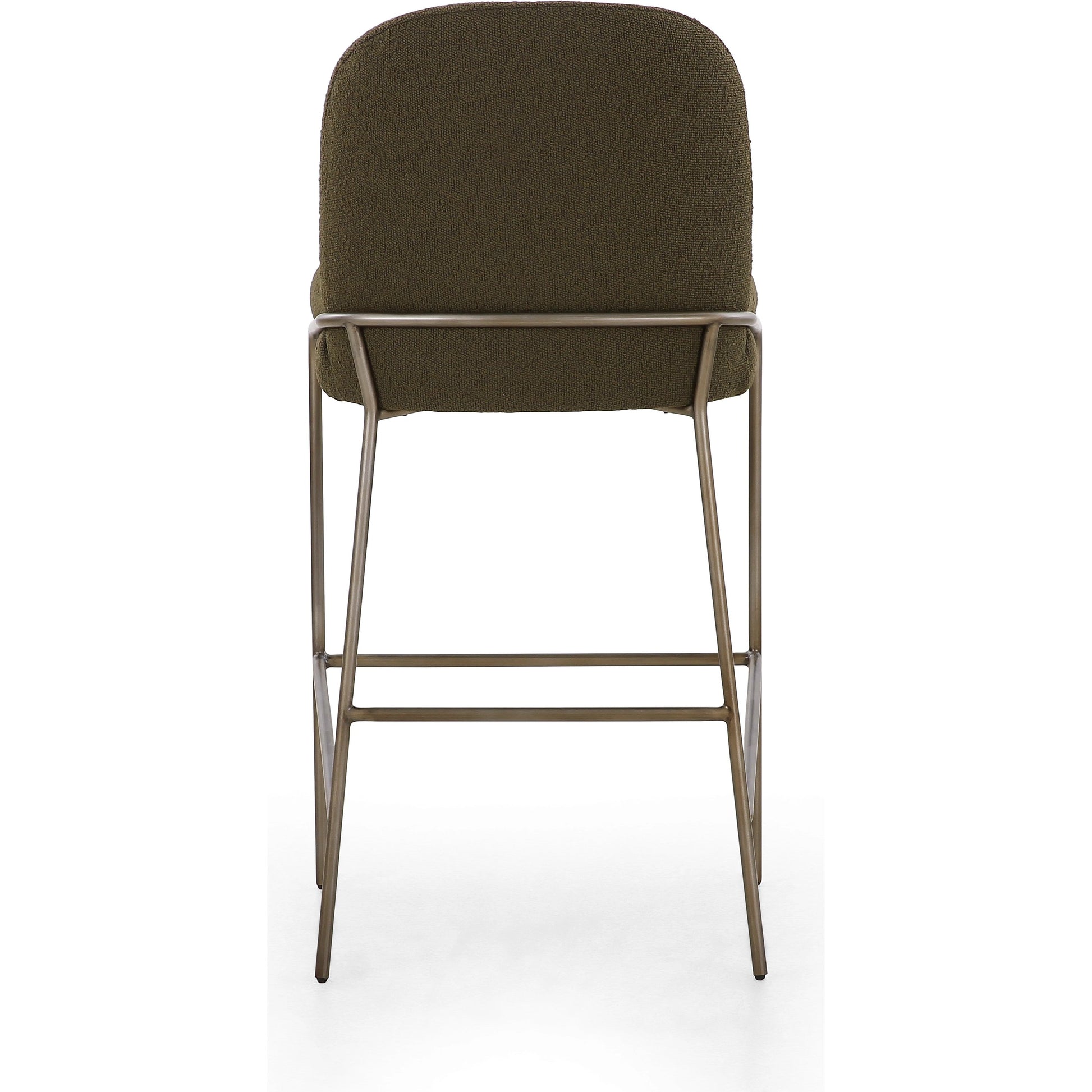 Astrud Bar Stool by Four Hands in sierra butterscotch. Made from faux leather, iron, top grain leather in a modern style.