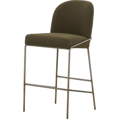 Astrud Bar Stool by Four Hands in sierra butterscotch. Made from faux leather, iron, top grain leather in a modern style.