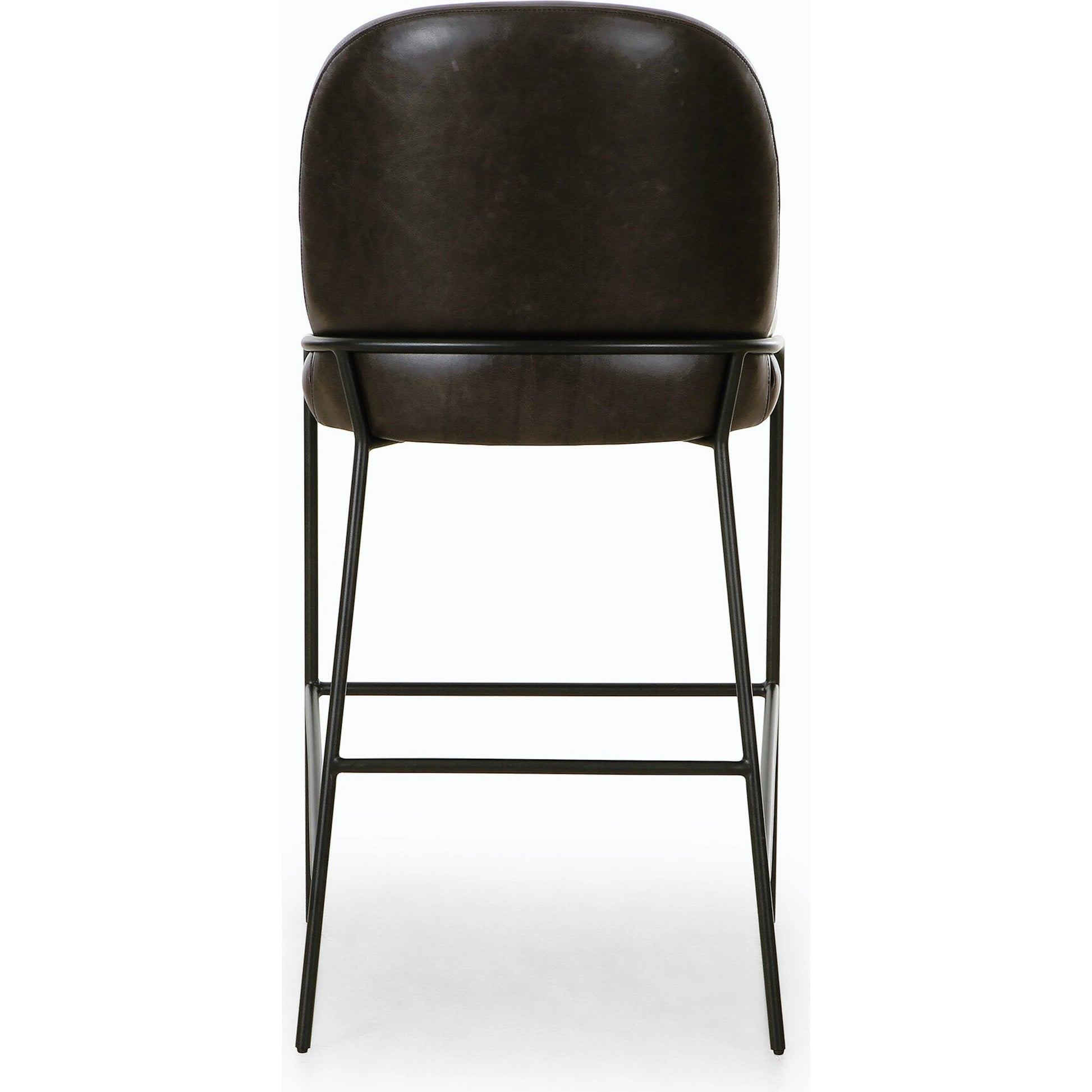 Astrud Bar Stool by Four Hands in sierra butterscotch. Made from faux leather, iron, top grain leather in a modern style.