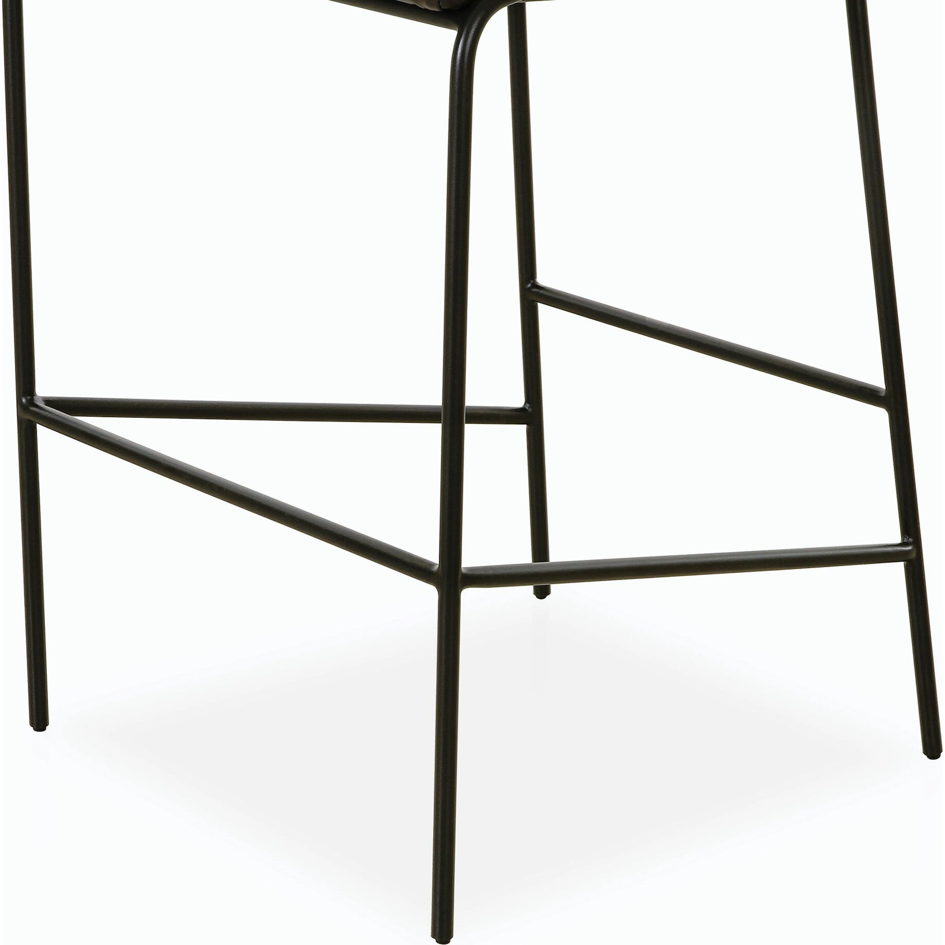 Astrud Bar Stool by Four Hands in sierra butterscotch. Made from faux leather, iron, top grain leather in a modern style.