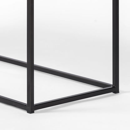 Oxford Bench by Four Hands in rialto ebony, antique brass. Made from top grain leather, iron, 100% polyester in a modern style.