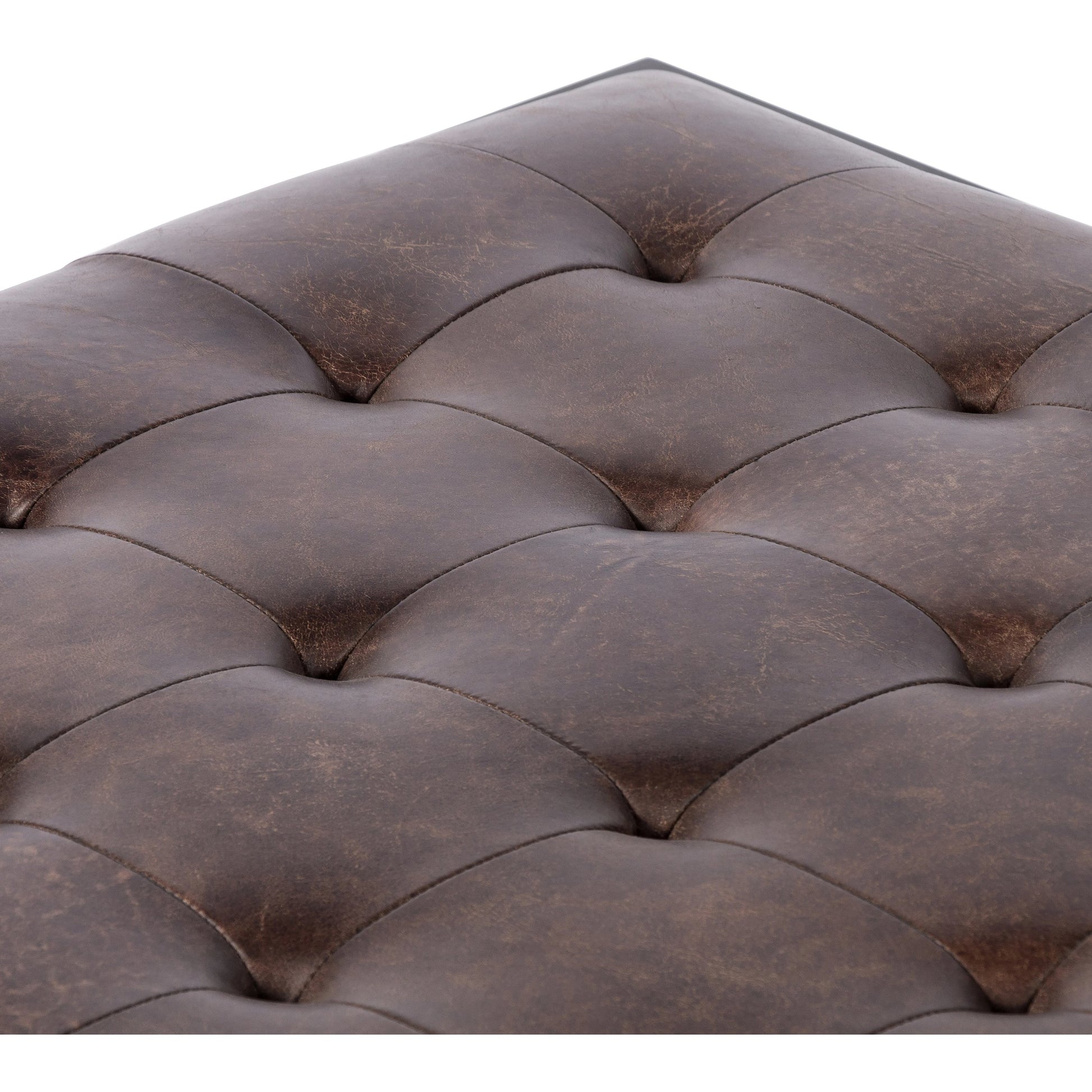 Oxford Coffee Table by Four Hands in rialto ebony and antique brass. Made from top grain leather, iron, 100% polyester in a modern style.