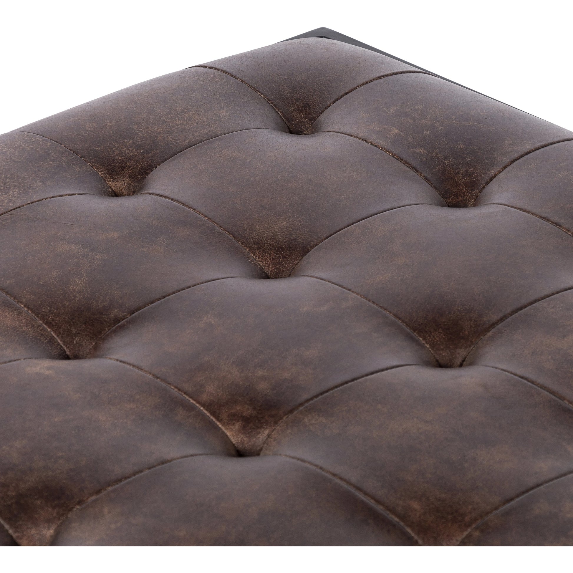 Oxford Coffee Table by Four Hands in rialto ebony and antique brass. Made from top grain leather, iron, 100% polyester in a modern style.