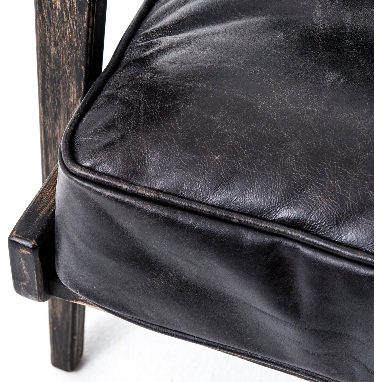 014 SI-1714619 | Additional Silo | Brooks Lounge Chair by Four Hands in rialto ebony, black wash. Made from top grain leather, solid oak, 67% cotton, 33% flax, linen in a modern style.