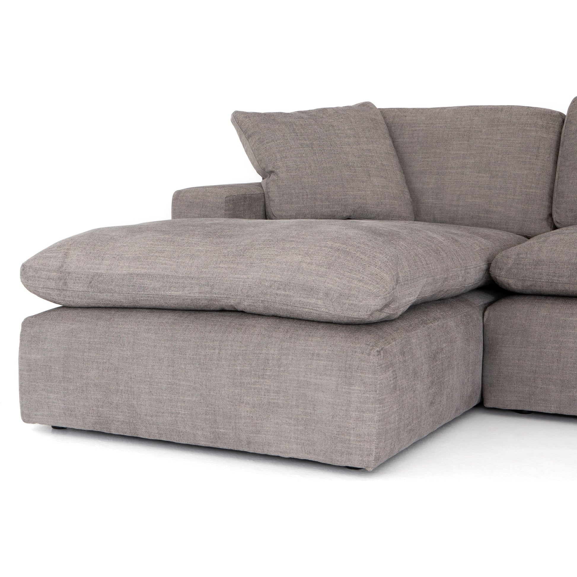 Plume 136" 2-PC Sectional by Four Hands in thames cream. Made from 66% polyester, 19% acrylic, 15% flax, linen, poplar plywood, 60% waterfowl feather, 40% polyester fiber in a modern style.