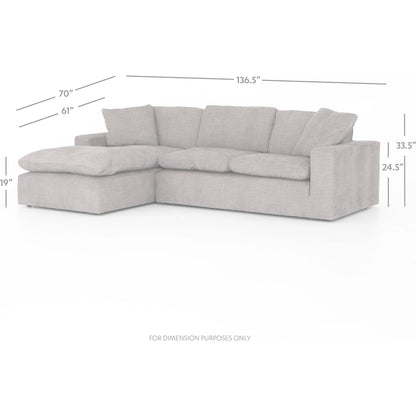 Plume 136" 2-PC Sectional by Four Hands in thames cream. Made from 66% polyester, 19% acrylic, 15% flax, linen, poplar plywood, 60% waterfowl feather, 40% polyester fiber in a modern style.