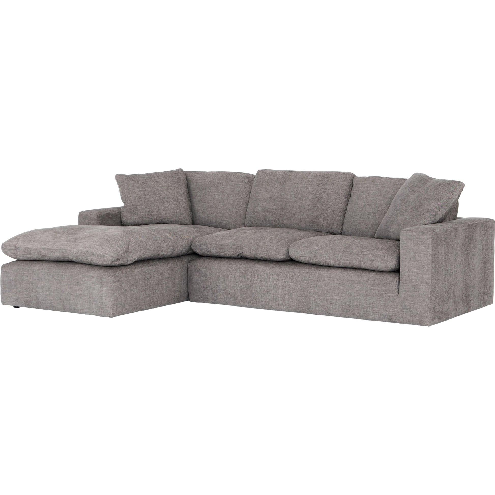 Plume 136" 2-PC Sectional by Four Hands in thames cream. Made from 66% polyester, 19% acrylic, 15% flax, linen, poplar plywood, 60% waterfowl feather, 40% polyester fiber in a modern style.