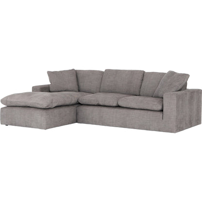 Plume 136" 2-PC Sectional by Four Hands in thames cream. Made from 66% polyester, 19% acrylic, 15% flax, linen, poplar plywood, 60% waterfowl feather, 40% polyester fiber in a modern style.